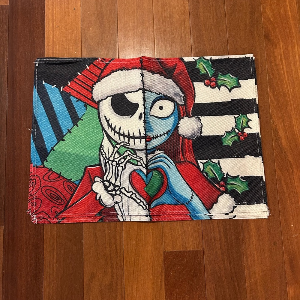 Nightmare before Christmas Jack and Sally 4 piece Xmas Holiday Sally place mat